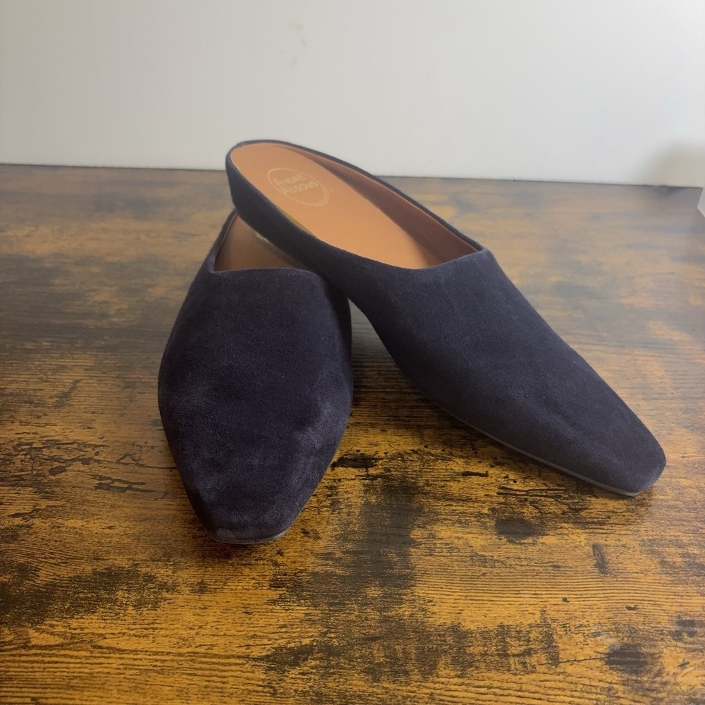 Andre Assous Featherweight Mules Womens Sz 10M Blue Suede Norma